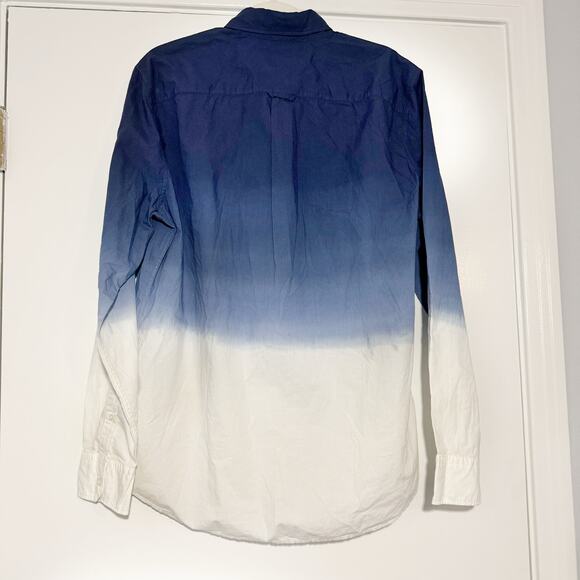 American Eagle Shirt Mens Large Navy White Ombre Button Seriously Soft NWT - Picture 3 of 3